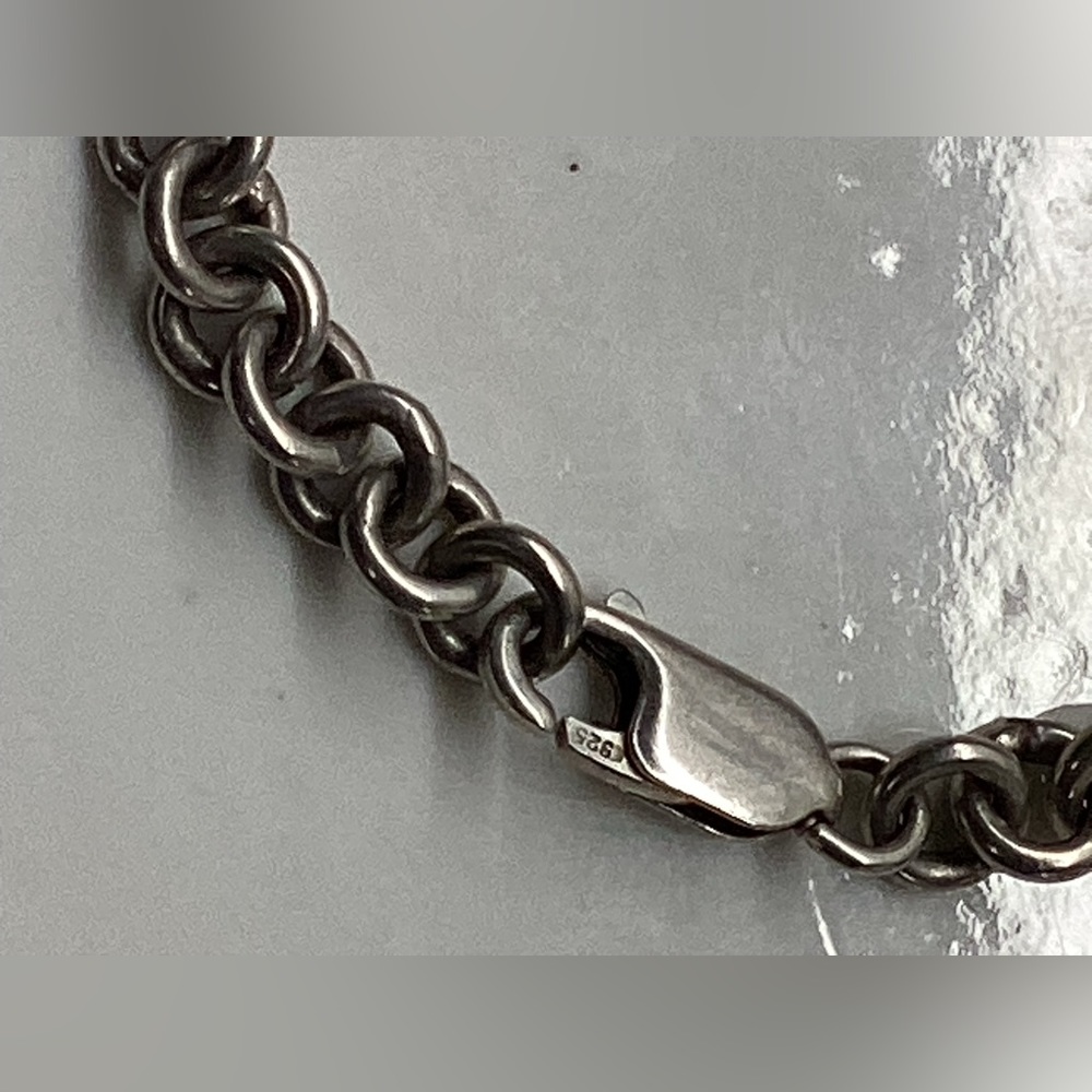 925 Silver Link Bracelet, Simulated Ruby Sterling… - image 8